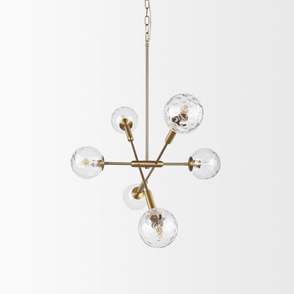 Mercana - Britton Gold Metal w/ Clear Glass Globes 6-Light Chandelier - 70473 view 4