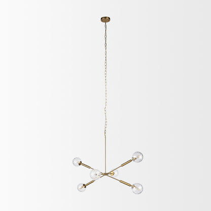 Mercana - Britton Gold Metal w/ Clear Glass Globes 6-Light Chandelier - 70473 view 5