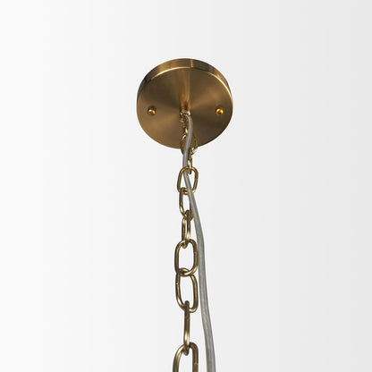 Mercana - Britton Gold Metal w/ Clear Glass Globes 6-Light Chandelier - 70473 view 7