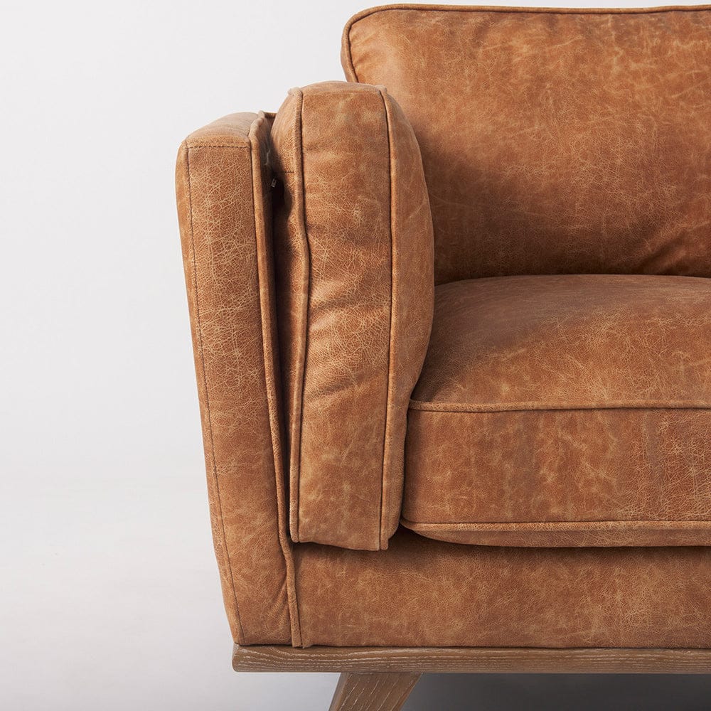 Mercana - Brooks 41.7L x 34.8W x 33.5H Cognac Brown Faux Leather Chair W/ Medium Brown Wooden Legs - 69616 view 9