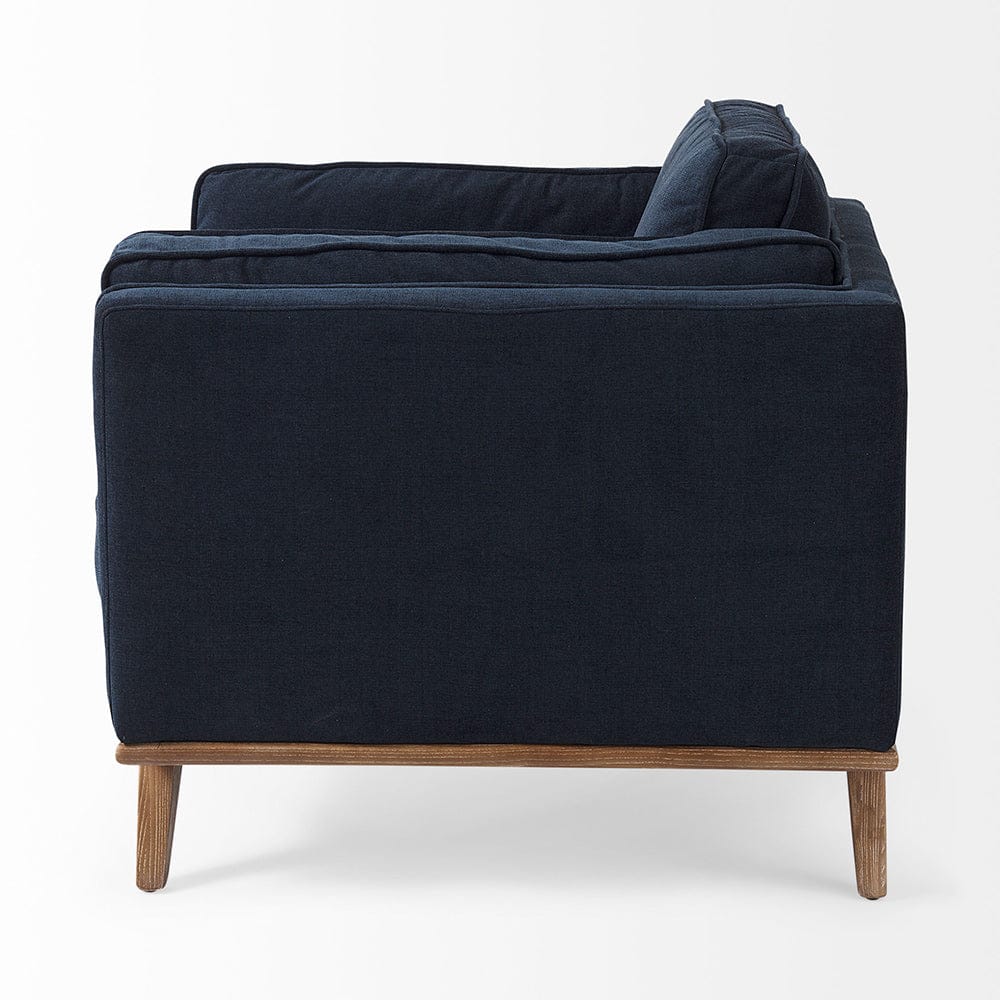 Mercana - Brooks 41.7L x 34.8W x 33.5H Navy Blue Fabric Chair W/ Medium Brown Wooden Legs - 69618_CLOSEOUT view 4
