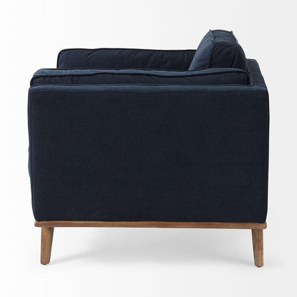 Mercana - Brooks 41.7L x 34.8W x 33.5H Navy Blue Fabric Chair W/ Medium Brown Wooden Legs - 69618_CLOSEOUT view 4