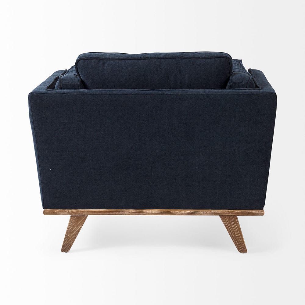 Mercana - Brooks 41.7L x 34.8W x 33.5H Navy Blue Fabric Chair W/ Medium Brown Wooden Legs - 69618_CLOSEOUT view 5