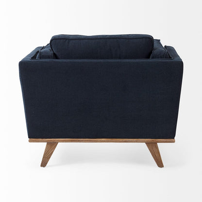 Mercana - Brooks 41.7L x 34.8W x 33.5H Navy Blue Fabric Chair W/ Medium Brown Wooden Legs - 69618_CLOSEOUT view 5