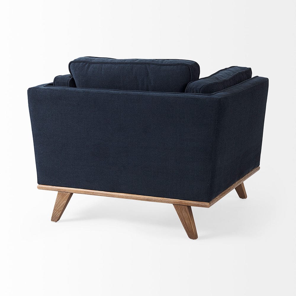 Mercana - Brooks 41.7L x 34.8W x 33.5H Navy Blue Fabric Chair W/ Medium Brown Wooden Legs - 69618_CLOSEOUT view 6