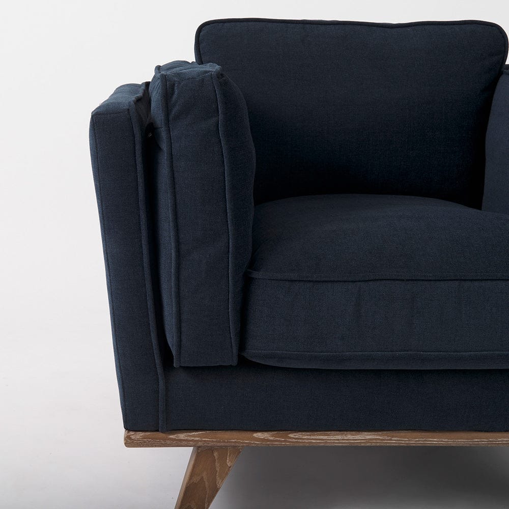Mercana - Brooks 41.7L x 34.8W x 33.5H Navy Blue Fabric Chair W/ Medium Brown Wooden Legs - 69618_CLOSEOUT view 9