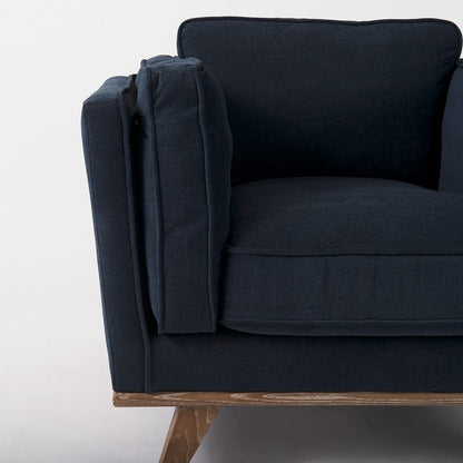Mercana - Brooks 41.7L x 34.8W x 33.5H Navy Blue Fabric Chair W/ Medium Brown Wooden Legs - 69618_CLOSEOUT view 9