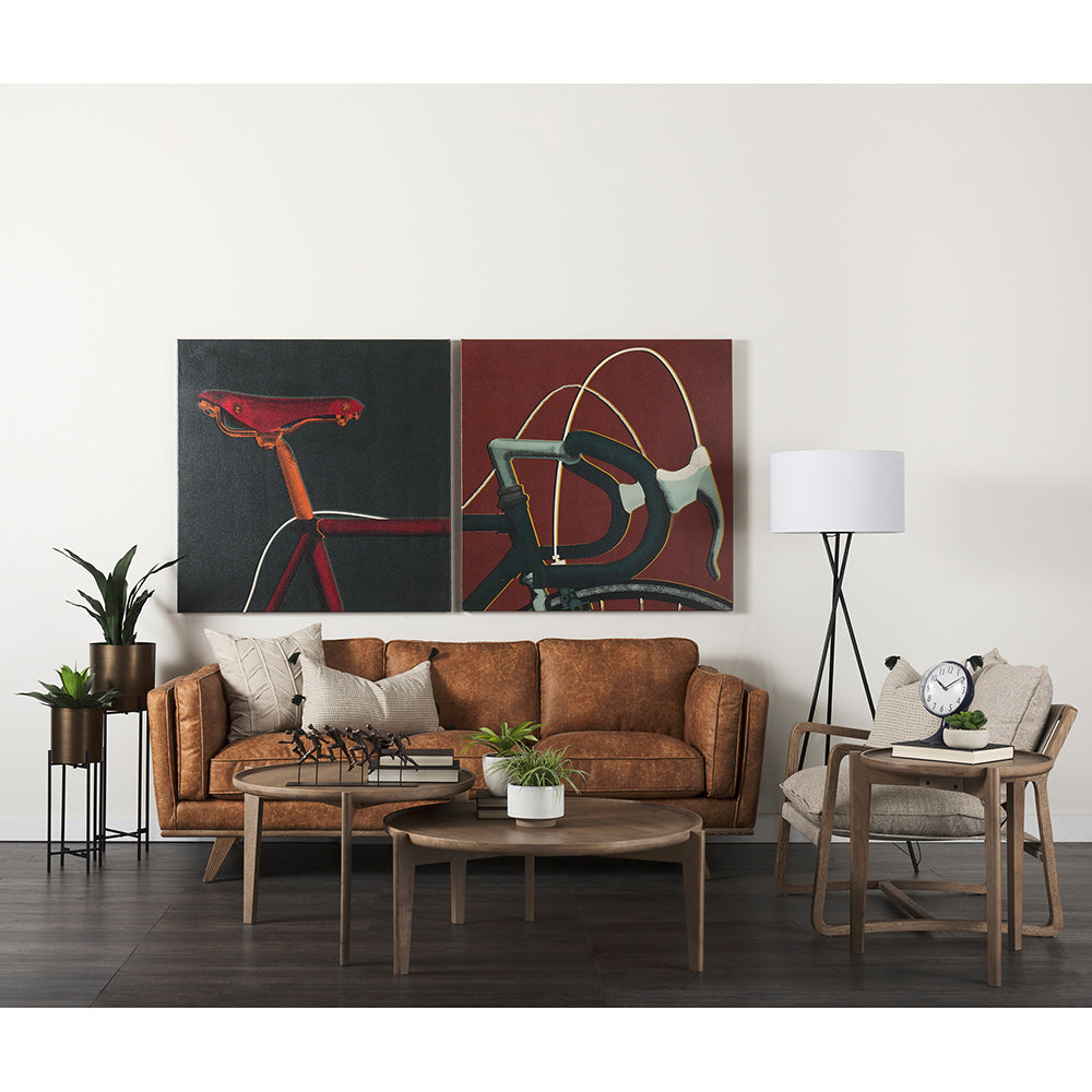 Mercana - Brooks 90.2L x 34.8W x 33.5H Cognac Brown Faux Leather Three Seater Sofa W/ Medium Brown Wooden Legs - 69619 view 11