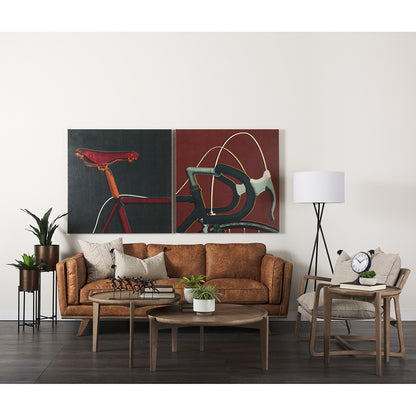 Mercana - Brooks 90.2L x 34.8W x 33.5H Cognac Brown Faux Leather Three Seater Sofa W/ Medium Brown Wooden Legs - 69619 view 11