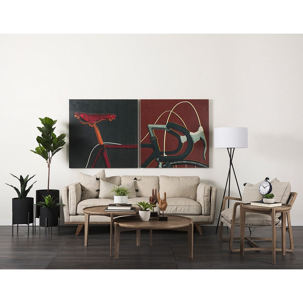 Mercana - Brooks 90.2L x 34.8W x 33.5H Cream Fabric Three Seater Sofa W/ Medium Brown Wooden Legs - 69620 view 2