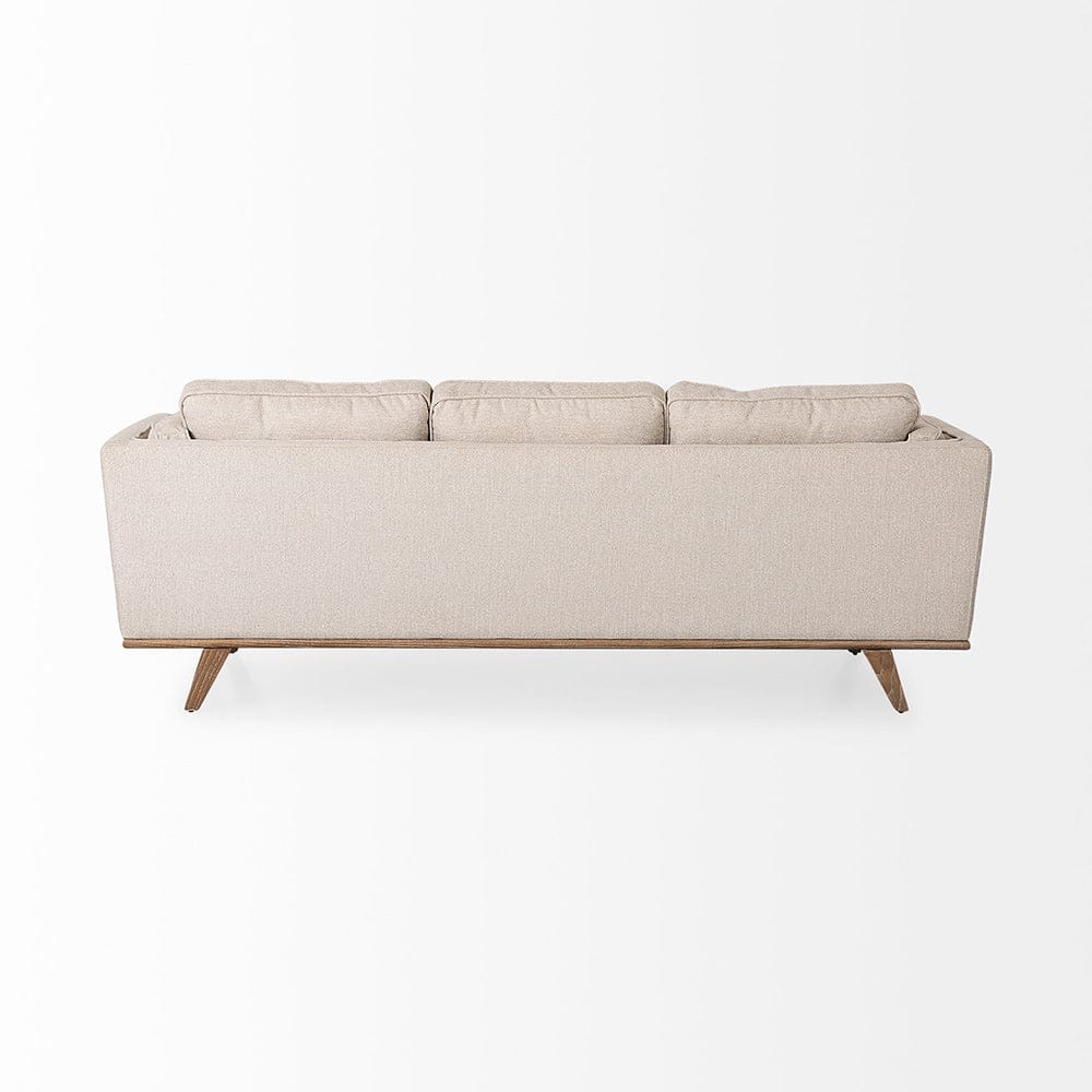 Mercana - Brooks 90.2L x 34.8W x 33.5H Cream Fabric Three Seater Sofa W/ Medium Brown Wooden Legs - 69620 view 5