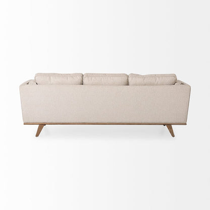 Mercana - Brooks 90.2L x 34.8W x 33.5H Cream Fabric Three Seater Sofa W/ Medium Brown Wooden Legs - 69620 view 5