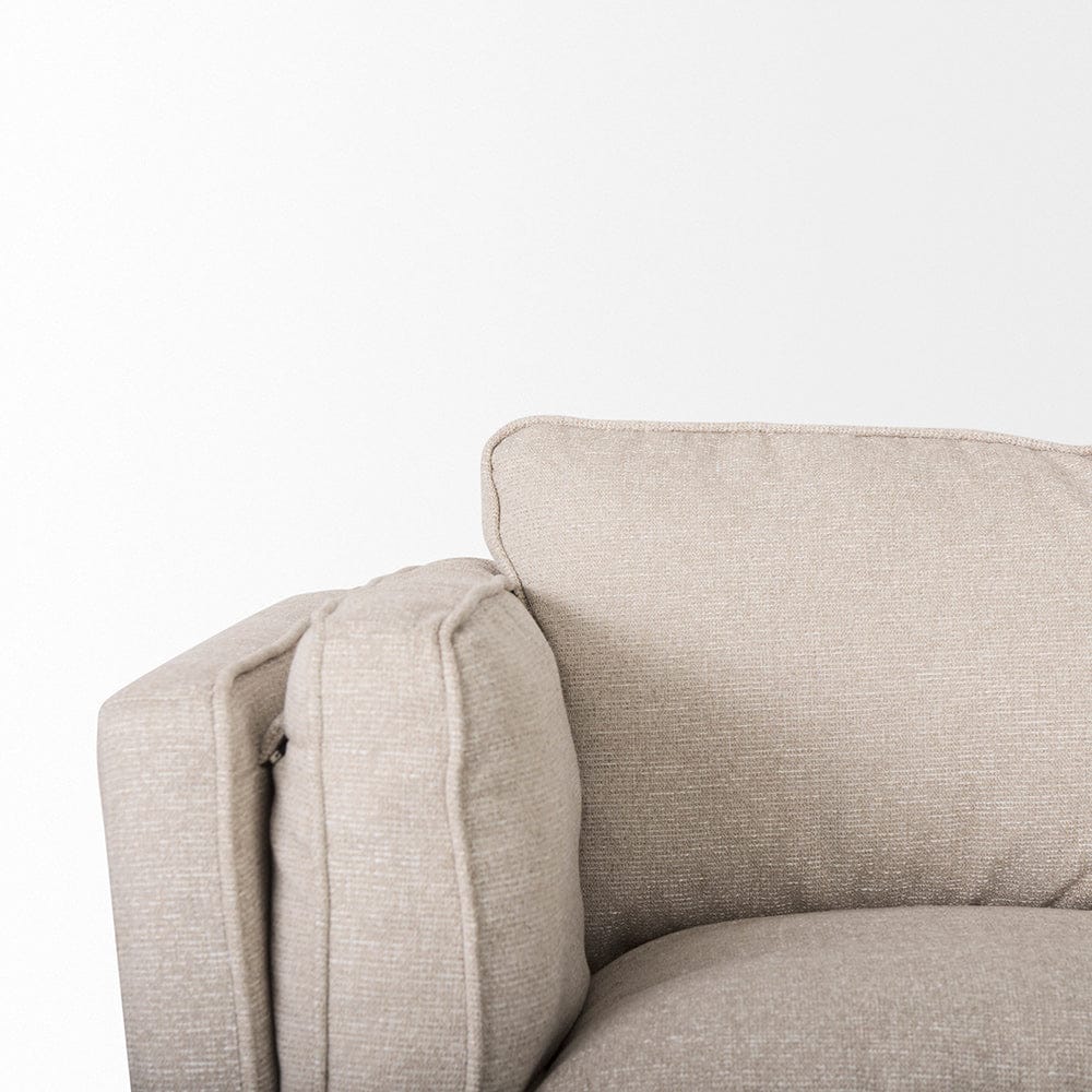 Mercana - Brooks 90.2L x 34.8W x 33.5H Cream Fabric Three Seater Sofa W/ Medium Brown Wooden Legs - 69620 view 6