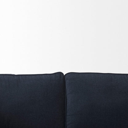 Mercana - Brooks 90.2L x 34.8W x 33.5H Navy Blue Fabric Three Seater Sofa W/ Medium Brown Wooden Legs - 69621 view 8