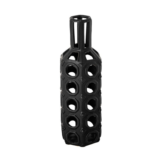 Mercana - Brunel Large Black Drum-Shaped Ceramic Vase - 68785_CLOSEOUT view 1