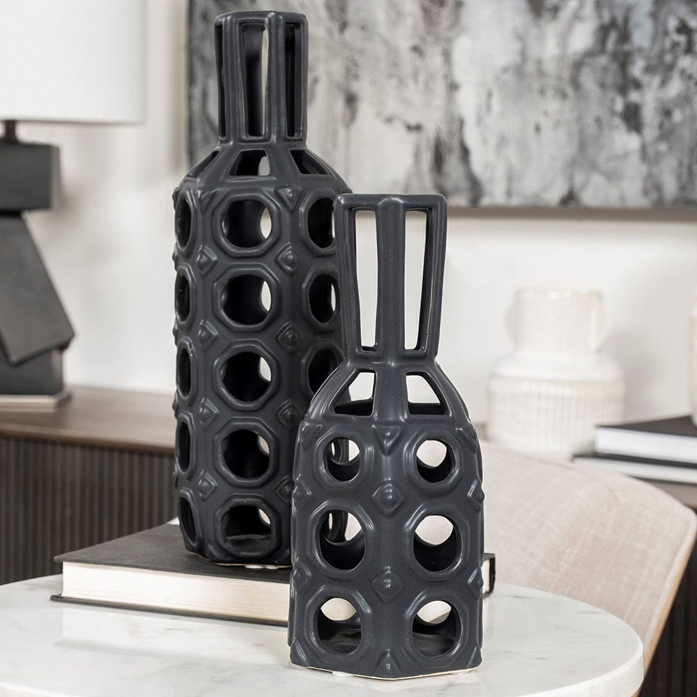 Mercana - Brunel Large Black Drum-Shaped Ceramic Vase - 68785_CLOSEOUT view 5