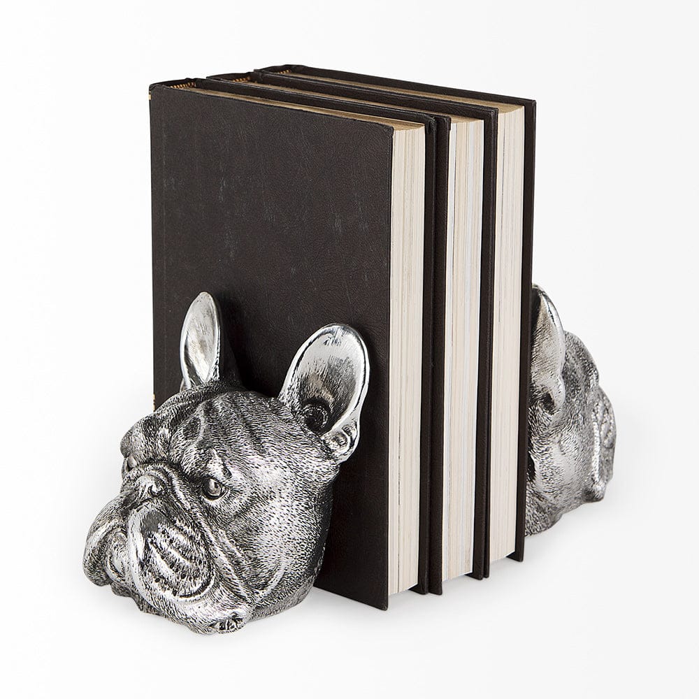 Mercana - Bruno 5L x 5W Silver American Bulldog Bookends (Set of 2) - 68925 view 3