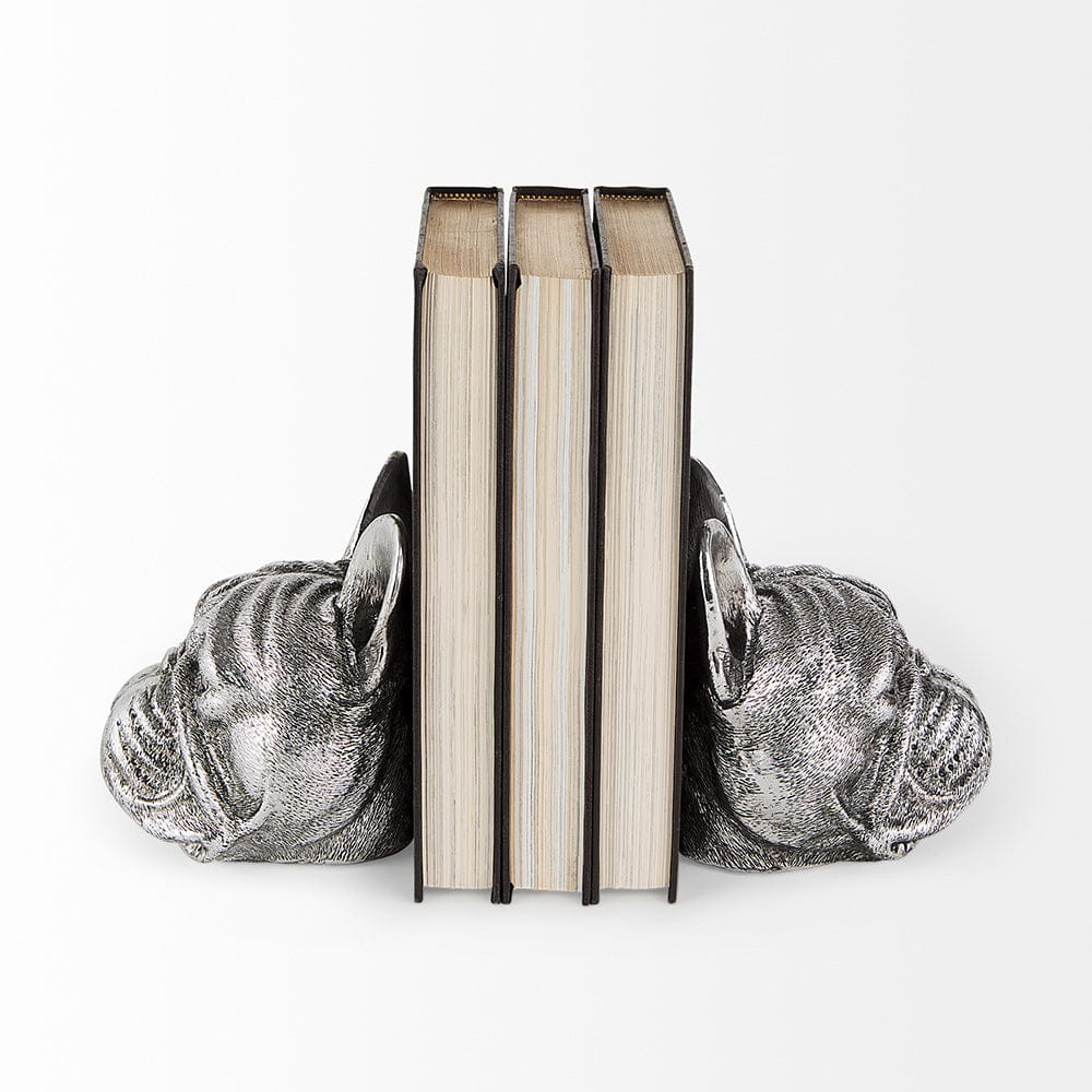 Mercana - Bruno 5L x 5W Silver American Bulldog Bookends (Set of 2) - 68925 view 4