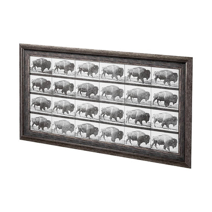 Mercana - Buffalo Walking by Eadweard Muybridge Hand Embellished Textured Framed Art Print Matted under Glass - 13683 view 2