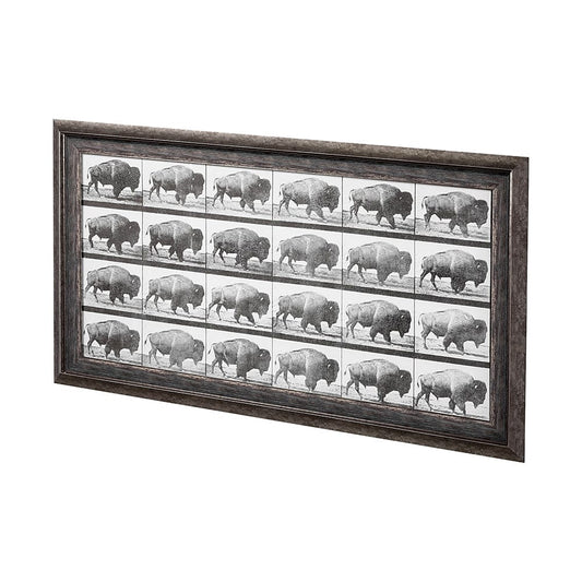 Mercana - Buffalo Walking by Eadweard Muybridge Hand Embellished Textured Framed Art Print Matted under Glass - 13683 view 2
