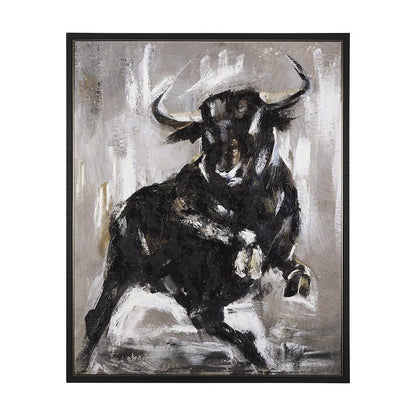 Mercana - Bull by Mercana Studio a Hand Embellished Textured Framed Canvas - 102579-FL view 1