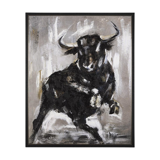 Mercana - Bull by Mercana Studio a Hand Embellished Textured Framed Canvas - 102579-FL view 1