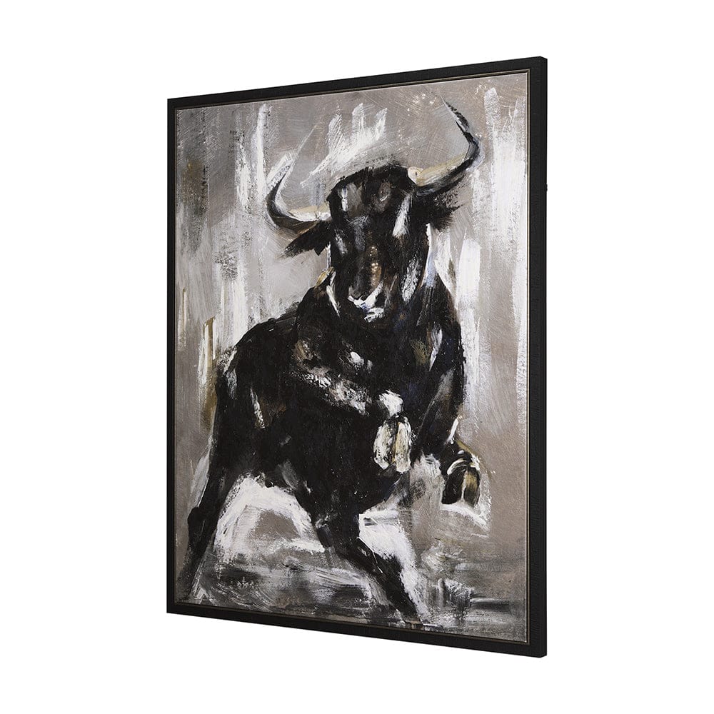 Mercana - Bull by Mercana Studio a Hand Embellished Textured Framed Canvas - 102579-FL view 2