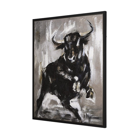 Mercana - Bull by Mercana Studio a Hand Embellished Textured Framed Canvas - 102579-FL view 2