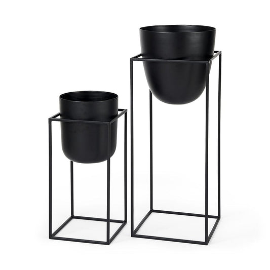 Mercana - Bumble 12L x 12W x 32H Black Plant Stands (Set of 2) - 68828 view 1
