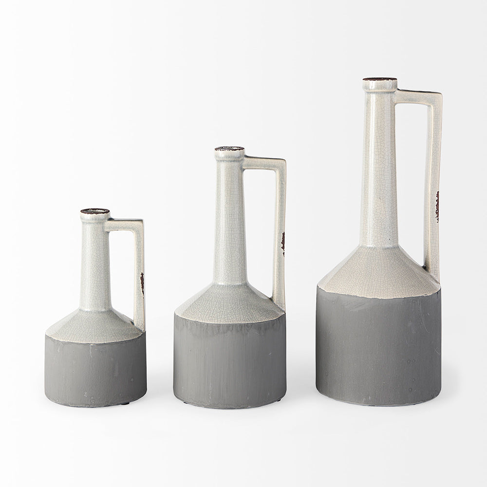 Mercana - Burton 10.2H Small Two Tone Gray Ceramic Jug Vase - 30950 view 6