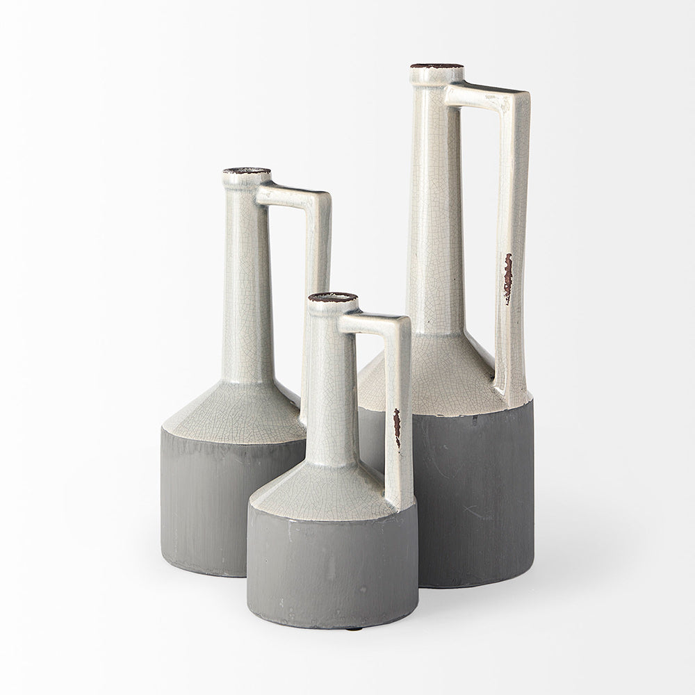 Mercana - Burton 10.2H Small Two Tone Gray Ceramic Jug Vase - 30950 view 7