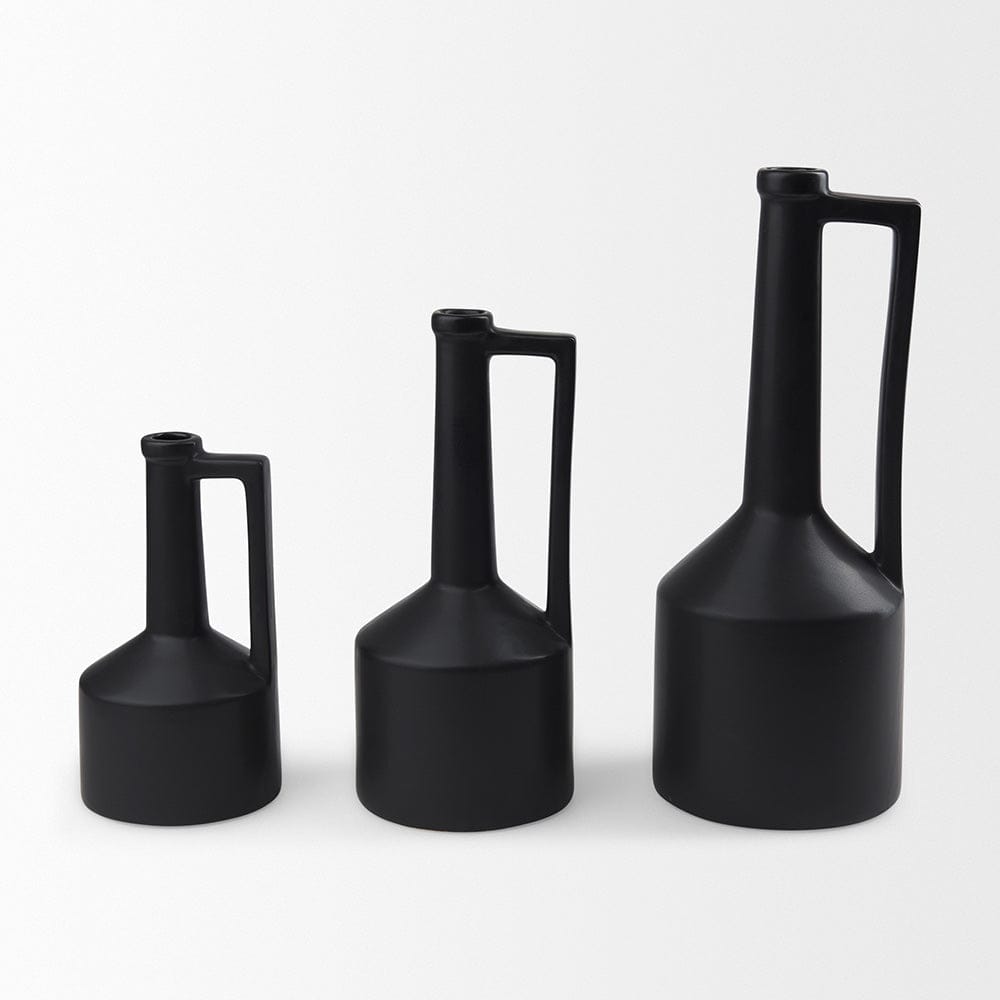 Mercana - Burton 10.8H Small Matte Black Ceramic Jug Vase - 69985 view 10