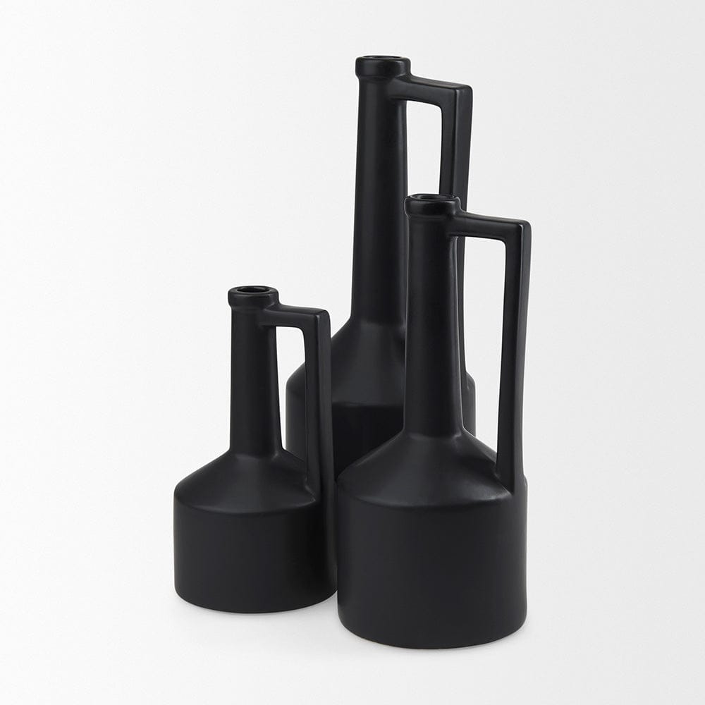Mercana - Burton 10.8H Small Matte Black Ceramic Jug Vase - 69985 view 11