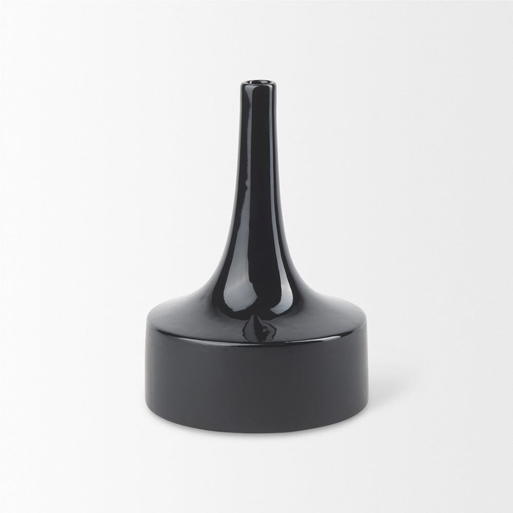 Mercana - Burton 11.6H Medium Glossy and Matte Black Ceramic Jug Vase - 69980 view 2