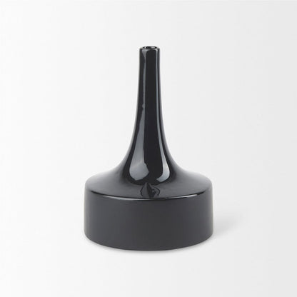Mercana - Burton 11.6H Medium Glossy and Matte Black Ceramic Jug Vase - 69980 view 2