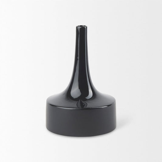 Mercana - Burton 11.6H Medium Glossy and Matte Black Ceramic Jug Vase - 69980 view 2