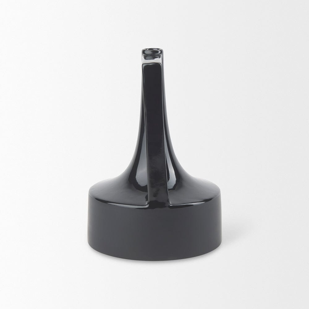 Mercana - Burton 11.6H Medium Glossy and Matte Black Ceramic Jug Vase - 69980 view 4
