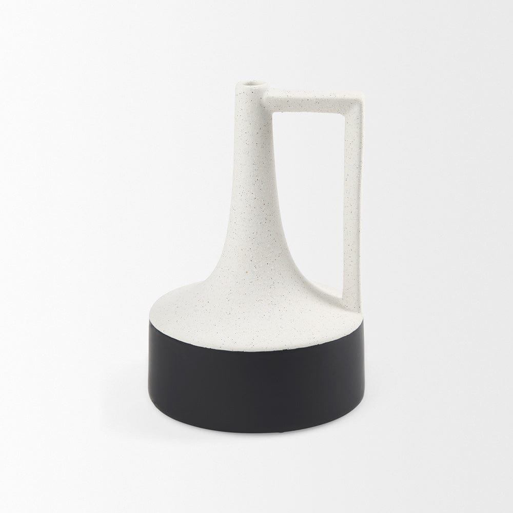 Mercana - Burton 11.6H Medium White and Black Ceramic Jug Vase - 69649 view 3