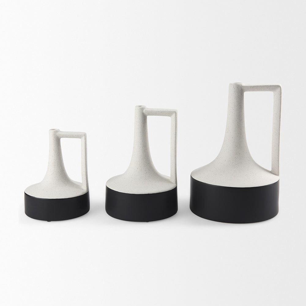Mercana - Burton 11.6H Medium White and Black Ceramic Jug Vase - 69649 view 10