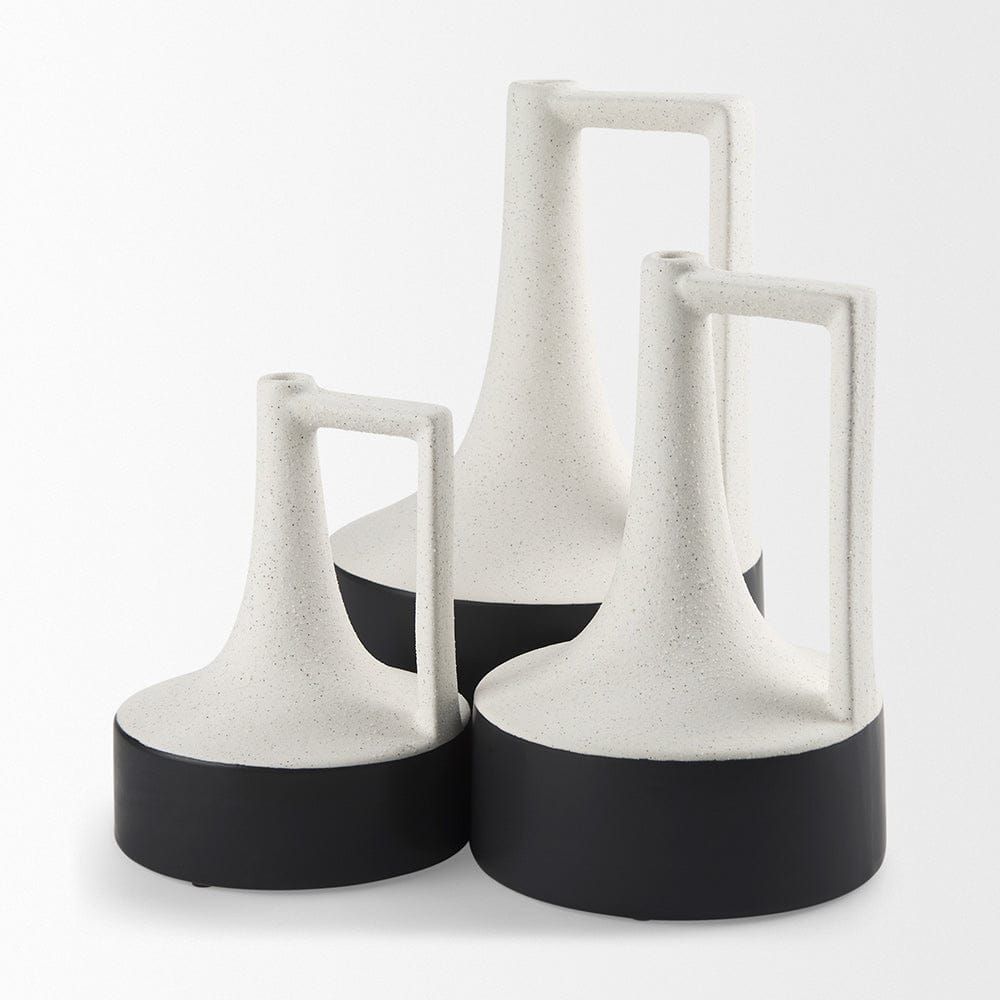 Mercana - Burton 11.6H Medium White and Black Ceramic Jug Vase - 69649 view 11