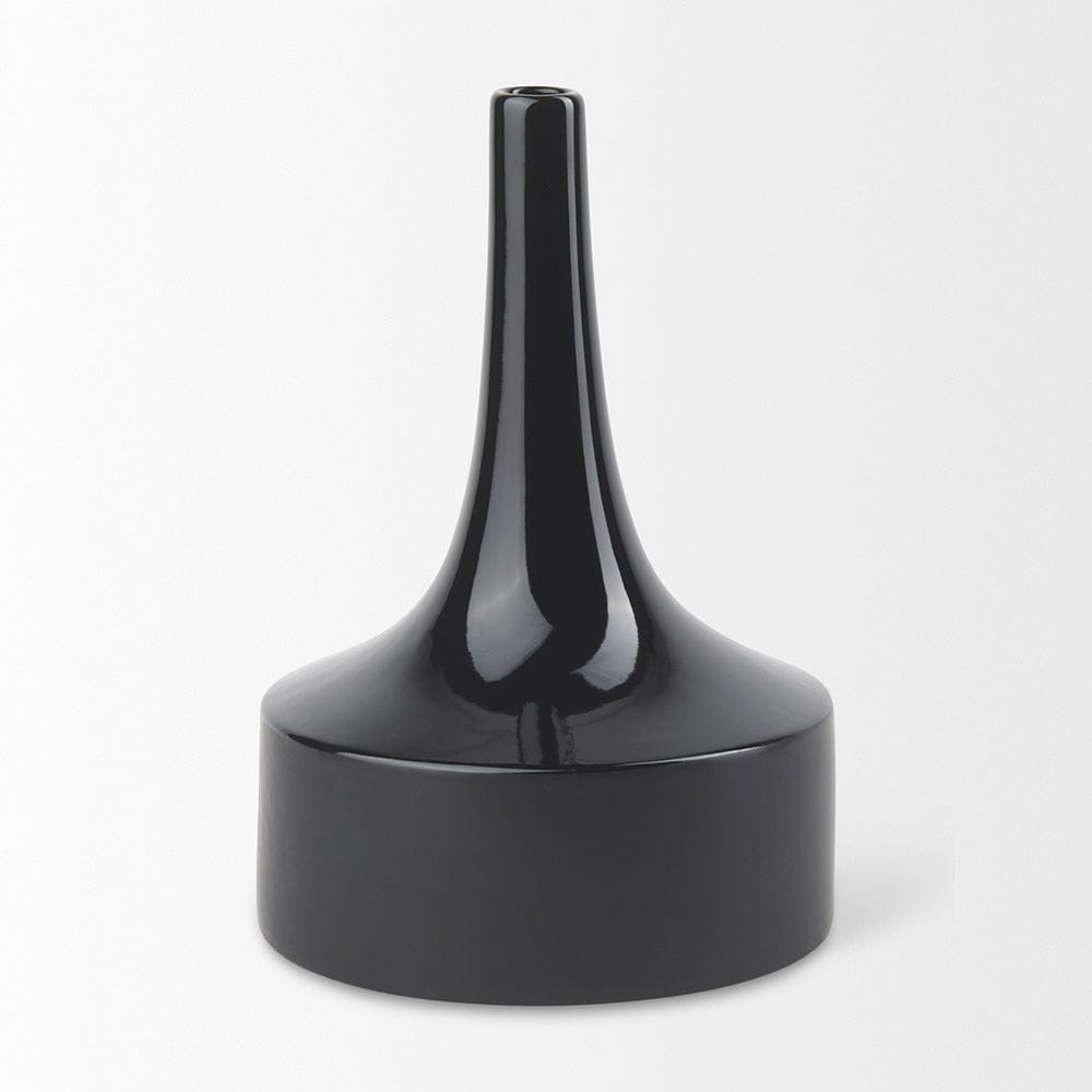 Mercana - Burton 13.1H Large Glossy and Matte Black Ceramic Jug Vase - 69981 view 3