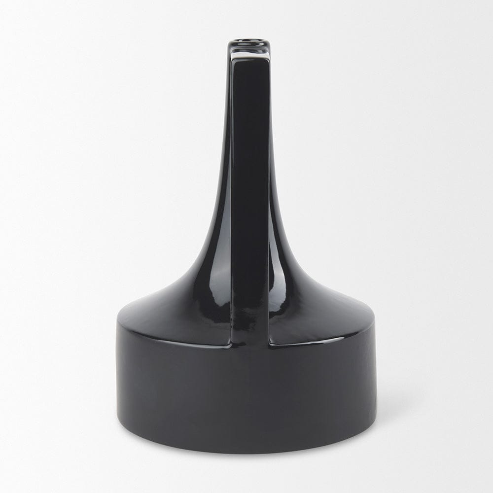 Mercana - Burton 13.1H Large Glossy and Matte Black Ceramic Jug Vase - 69981 view 4