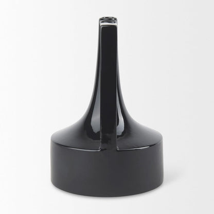 Mercana - Burton 13.1H Large Glossy and Matte Black Ceramic Jug Vase - 69981 view 4