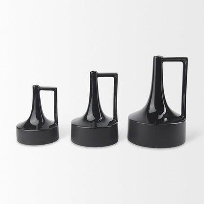 Mercana - Burton 13.1H Large Glossy and Matte Black Ceramic Jug Vase - 69981 view 5