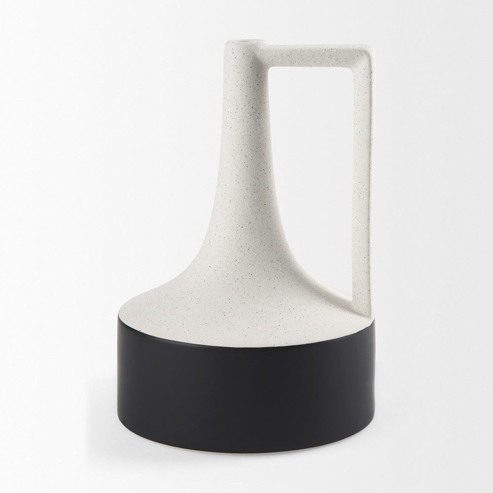 Mercana - Burton 13.1H Large White and Black Ceramic Jug Vase - 69650 view 3