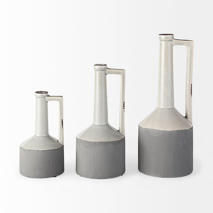 Mercana - Burton 14.2H Medium Two Tone Gray Ceramic Jug Vase - 30951 view 5
