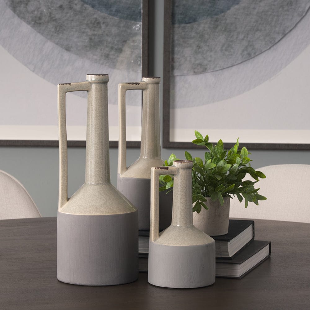 Mercana - Burton 14.2H Medium Two Tone Gray Ceramic Jug Vase - 30951 view 11
