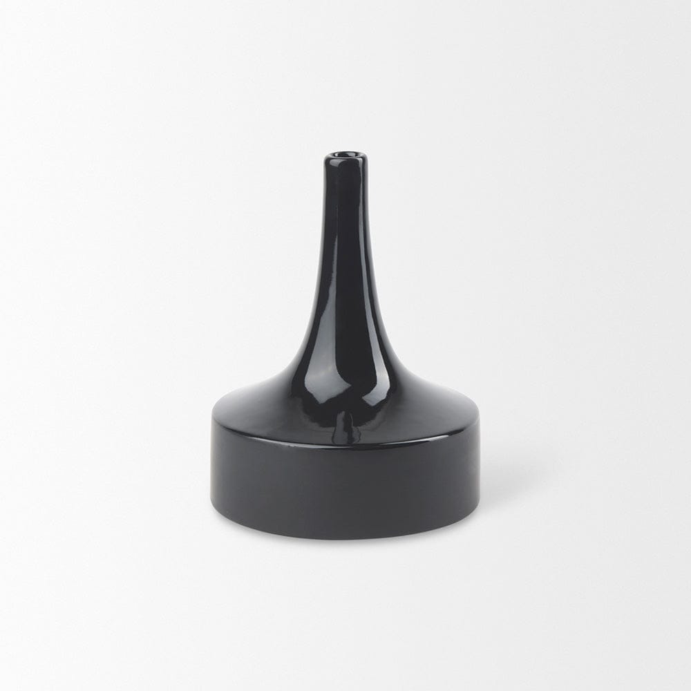 Mercana - Burton 8.3H Small Glossy and Matte Black Ceramic Jug Vase - 69979 view 2