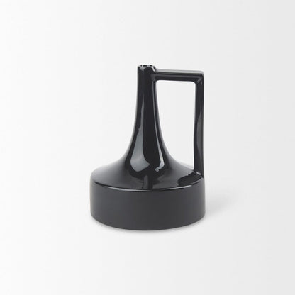 Mercana - Burton 8.3H Small Glossy and Matte Black Ceramic Jug Vase - 69979 view 3