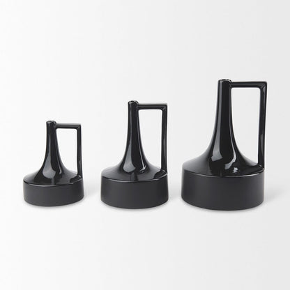 Mercana - Burton 8.3H Small Glossy and Matte Black Ceramic Jug Vase - 69979 view 5